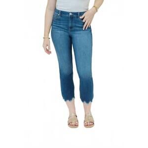 NEW 1822 DENIM ace 25" crop capri scalloped & frayed hem jeans in blue